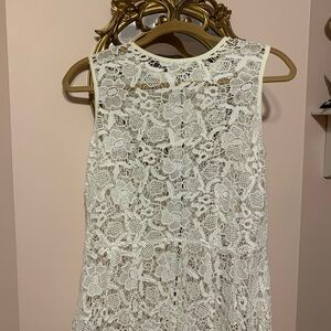 CAbi cream Floral Lace Sleeveless Top